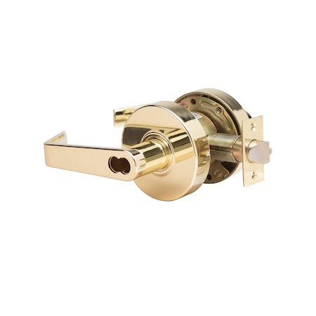 Trans Atlantic Co. LSV Saturn Standard Duty Bright Brass Grade 2 Commercial Entry Door Lever/Handle with Lock and IC Core DL-LSV53IC-US3